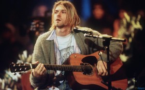 Kurt Cobain performs at Nirvana's MTV Unplugged performance on November 18, 1993 in New York City.